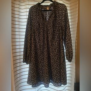 Flower print long sleeve mini dress